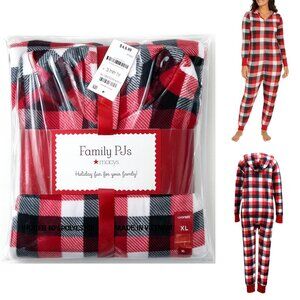 BIN Family PJs Womens Hooded One Piece Pajama Trio Buffalo R $40 New
